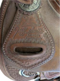 2-1475 14 inch Used Jeff Smith Cowboy Collection Western Team Roping Saddle