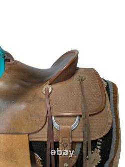 2-1475 14 inch Used Jeff Smith Cowboy Collection Western Team Roping Saddle