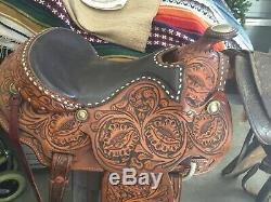 2 Western Arabian Saddles- Leather Tooled Pleasure Trail Horse Tack Set