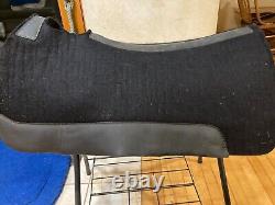 5 Star Black Western Wool Saddle Pad with Black Wear Leathers -Thick 30x30