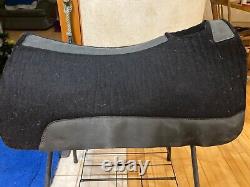 5 Star Black Western Wool Saddle Pad with Black Wear Leathers -Thick 30x30