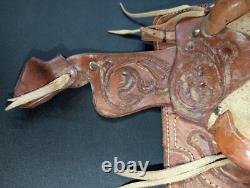 8 Mini Western Horse Saddle Handmade Tooled Leather Used Fun And Cool