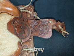 8 Mini Western Horse Saddle Handmade Tooled Leather Used Fun And Cool