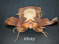 8 Mini Western Horse Saddle Handmade Tooled Leather Used Fun And Cool