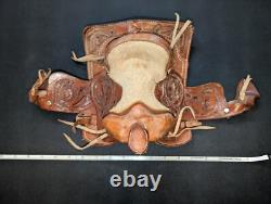 8 Mini Western Horse Saddle Handmade Tooled Leather Used Fun And Cool