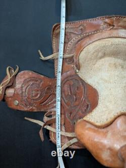 8 Mini Western Horse Saddle Handmade Tooled Leather Used Fun And Cool