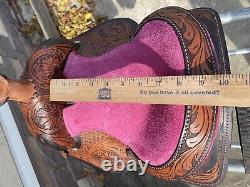 8 miniature horse Western saddle withpink suede seat