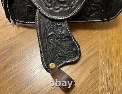 9 Black Tooled Leather Western Toy Baby Saddle Miniature Horse Pony Cowboy