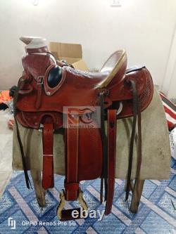 A Fork Premium Western Leather Wade Tree Roping Ranch Horse Saddles 10-18