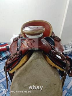 A Fork Premium Western Leather Wade Tree Roping Ranch Horse Saddles 10-18