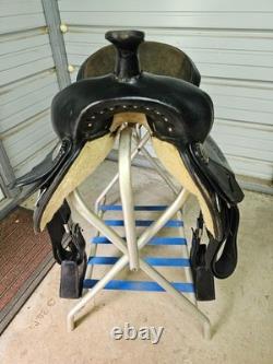 A good Used Used 16 black leather trail saddle