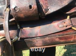 ANTIQUE High Back Slick Fork 16 Vintage STELZIG Western Saddle Leather 1895