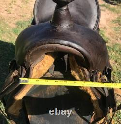 ANTIQUE High Back Slick Fork 16 Vintage STELZIG Western Saddle Leather 1895