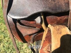 ANTIQUE High Back Slick Fork 16 Vintage STELZIG Western Saddle Leather 1895