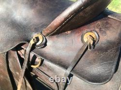 ANTIQUE High Back Slick Fork 16 Vintage STELZIG Western Saddle Leather 1895