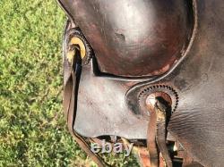 ANTIQUE High Back Slick Fork 16 Vintage STELZIG Western Saddle Leather 1895