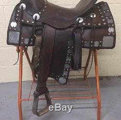 ANTIQUE Western High Back Silver Parade SHOW Saddle 17 NO RESERVE WOW