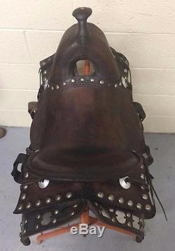 ANTIQUE Western High Back Silver Parade SHOW Saddle 17 NO RESERVE WOW