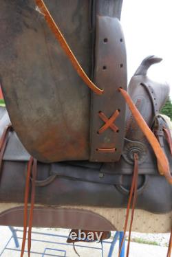 ANTIQUE saddle collectible Cowboy western High back Marks Bros Saddlery Omaha NE