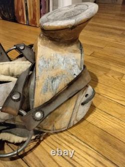 AUTHENTIC ANTIQUE 1800s MEXICAN MONTURA WORKING SADDLE VAQUERO RANCH SADDLE