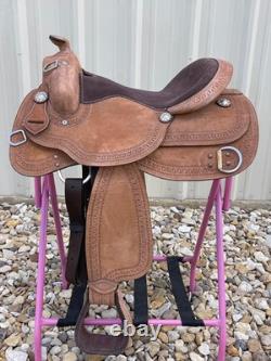 Adult Roughout Leather Western Horse Training Saddle 15/16/17 Inch Free Shipping