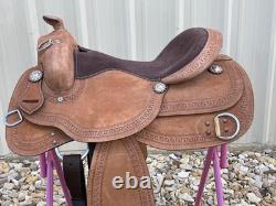 Adult Roughout Leather Western Horse Training Saddle 15/16/17 Inch Free Shipping