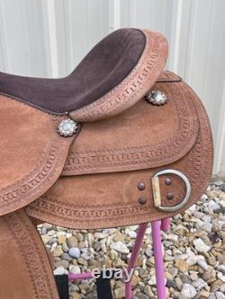 Adult Roughout Leather Western Horse Training Saddle 15/16/17 Inch Free Shipping
