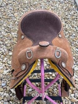 Adult Roughout Leather Western Horse Training Saddle 15/16/17 Inch Free Shipping