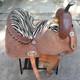 Alamo Saddlery Western Barrel 15 Saddle Zebra Hair-on Seat Tooled Conchos