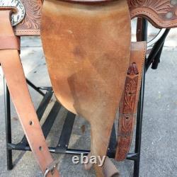 Alamo Saddlery Western Barrel 15 Saddle Zebra Hair-On Seat Tooled Conchos