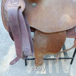 Alamo Saddlery Western Barrel 15 Saddle Zebra Hair-On Seat Tooled Conchos