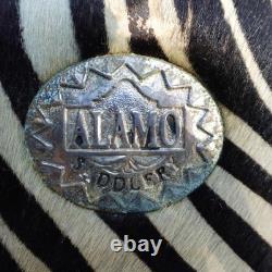 Alamo Saddlery Western Barrel 15 Saddle Zebra Hair-On Seat Tooled Conchos