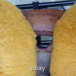 Alamo Saddlery Western Barrel 15 Saddle Zebra Hair-On Seat Tooled Conchos