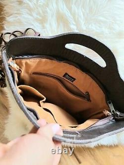 American Darling Western Santa Fe Leather & Wool Fringe Crossbody Saddle Bag