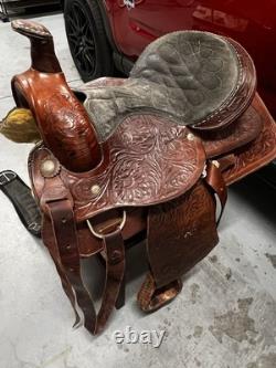 American Professional Western Leather Racing Saddle 16 Seat and 8 Gullet