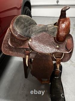 American Professional Western Leather Racing Saddle 16 Seat and 8 Gullet