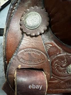 American Professional Western Leather Racing Saddle 16 Seat and 8 Gullet