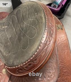 American Professional Western Leather Racing Saddle 16 Seat and 8 Gullet