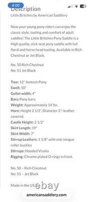 American Saddlery Little Britches Pony Black Leather saddle