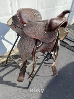 American Western Saddle 15 #1548 Silver accents Saddle Blanket Pad Girth Belts