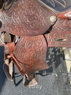 American Western Saddle 15 #1548 Silver accents Saddle Blanket Pad Girth Belts