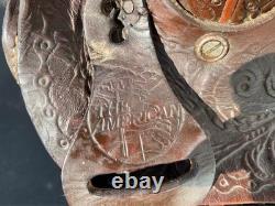 American Western Saddle 15 #1548 Silver accents Saddle Blanket Pad Girth Belts