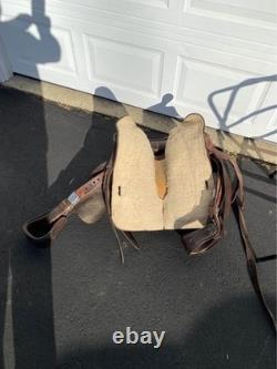 American Western Saddle 15 #1548 Silver accents Saddle Blanket Pad Girth Belts