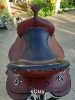 Amish Craftmanship Ed Steele Flex Tree Trail Western Saddle Seat Size 16