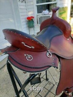 Amish Craftmanship Ed Steele Flex Tree Trail Western Saddle Seat Size 16