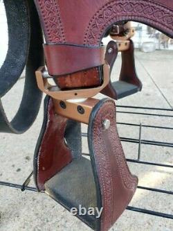 Amish Craftmanship Ed Steele Flex Tree Trail Western Saddle Seat Size 16