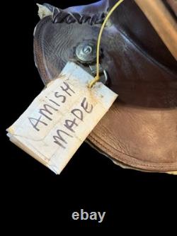 Amish Made 17 Western Leather Horse Saddle Brown Black Seat Conchos Stirrups