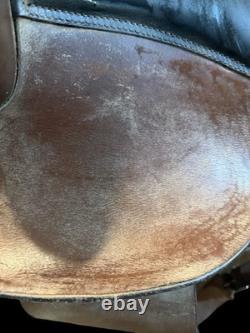 Amish Made 17 Western Leather Horse Saddle Brown Black Seat Conchos Stirrups
