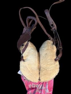 Amish Made 17 Western Leather Horse Saddle Brown Black Seat Conchos Stirrups