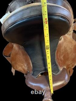 Amish Made 17 Western Leather Horse Saddle Brown Black Seat Conchos Stirrups